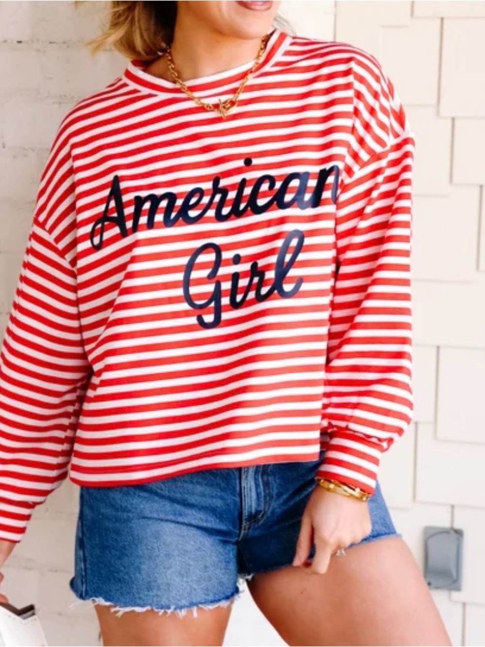 Bucketlist boutique American Girl stripe top women’s large